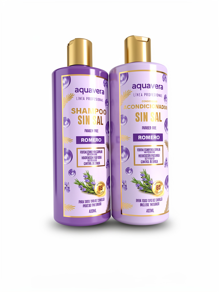 Kit shampoo y acondicionador aquavera Romero sin sal