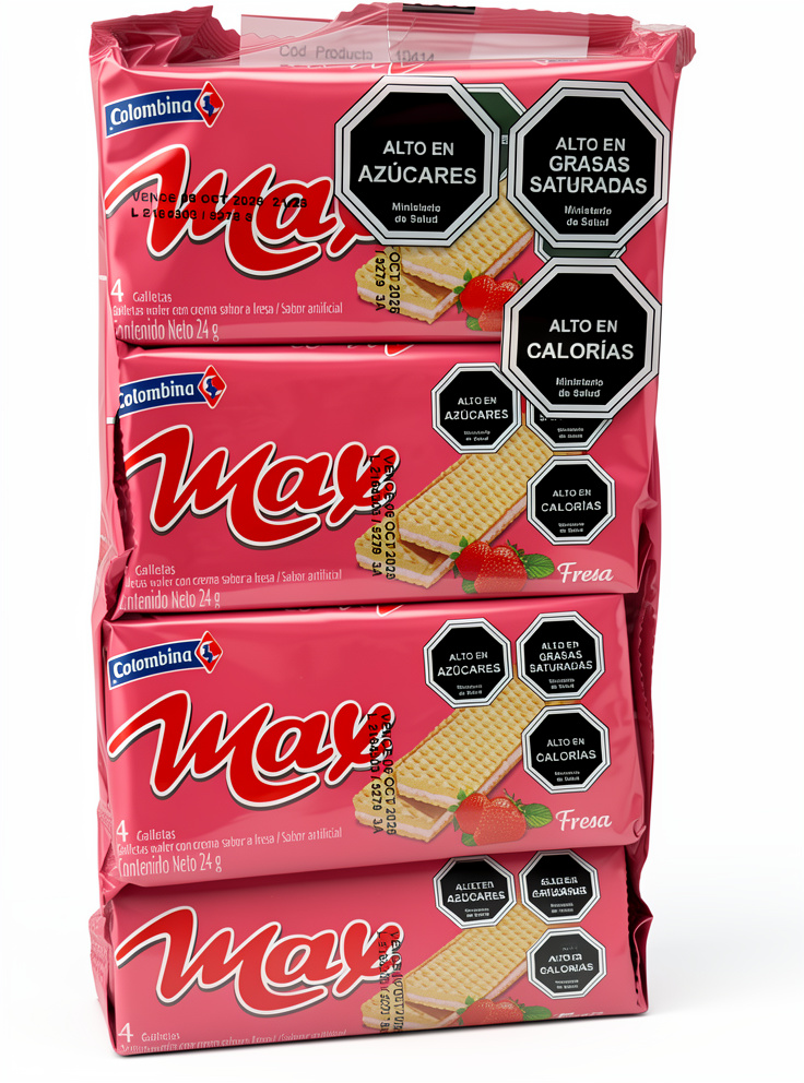 GALLETAS WAFER MAX FRESA 24X8X24GR