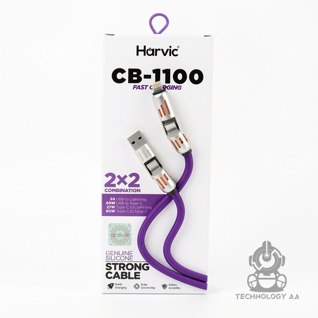Cable 2x2 USB-USB-C a USB-C Lightning Harvic