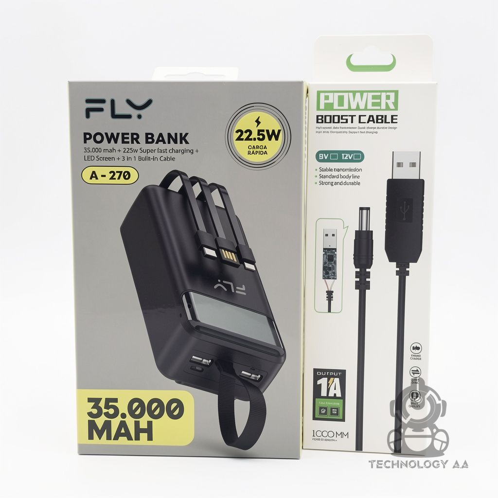 Power Bank Fly 35000mAh con Cable elevador de voltaje