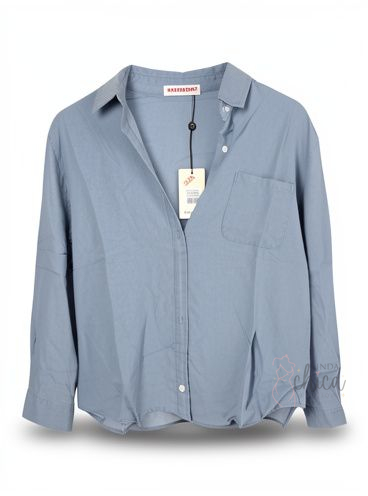 Camisa chambray manga larga plus
