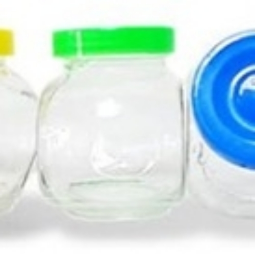Especiero vidrio x 4 con tapa plast color