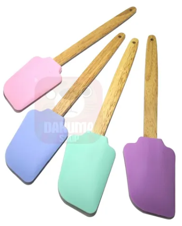Espatula silicona mango madera 30 cm pesada