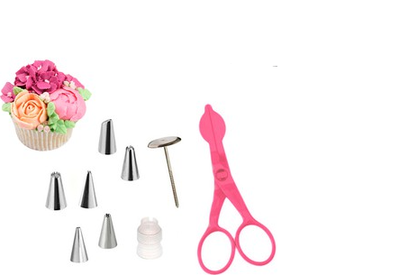 Set herramientas para flores tijera + clavo + 6 picos y acople