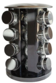 Especiero giratorio x 16 vidrio y metal