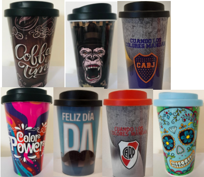 Vaso plastico termico c/tapa a rosca simil Starbucks