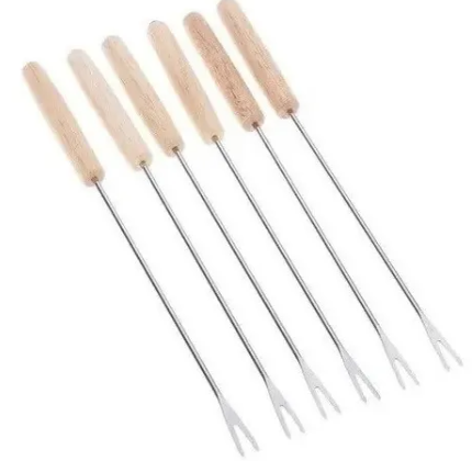 Pinche fondeau acero mango madera x6 20 cm