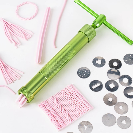 Pistola extrusora fondant con 20 c/ discos diferentes