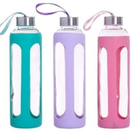 Botella 660cc  vidrio con funda silicona