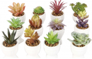 Suculenta artificial en maceta de ceramica 10 cm aprox