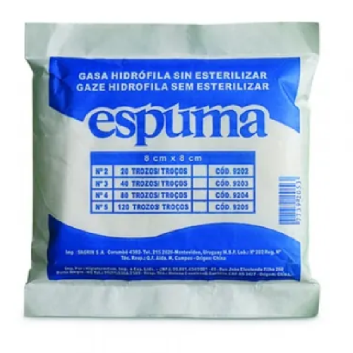 Gasa Espuma 40 Trozos N°3  80mm x 80mm