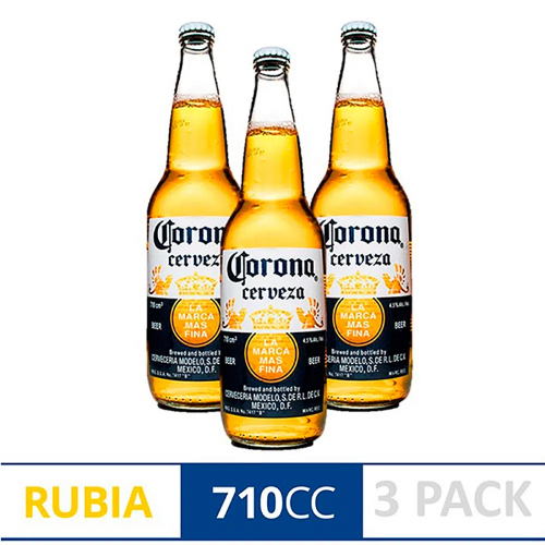 Cerveza Corona 3 Unidades x 710 cc
