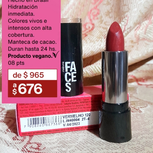 Labial en barra vermelho 120 faces