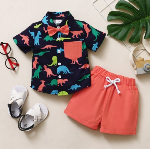 Conjunto Short Dinosaurio Lazito Coral