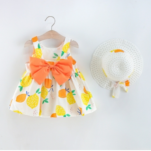 Vestido Limones Lazo Naranja