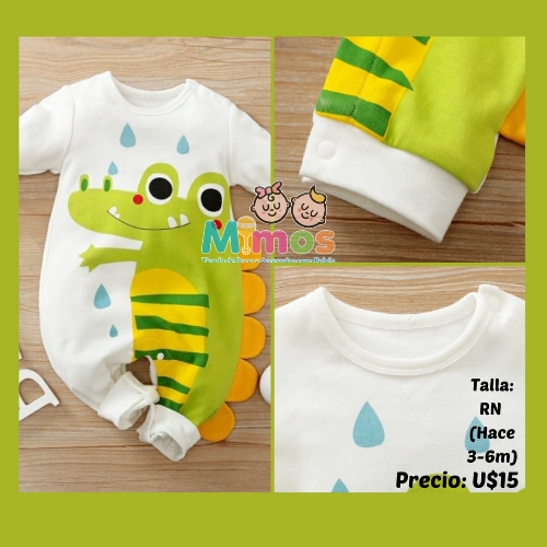 Mameluco Blanco Con Verde Dino