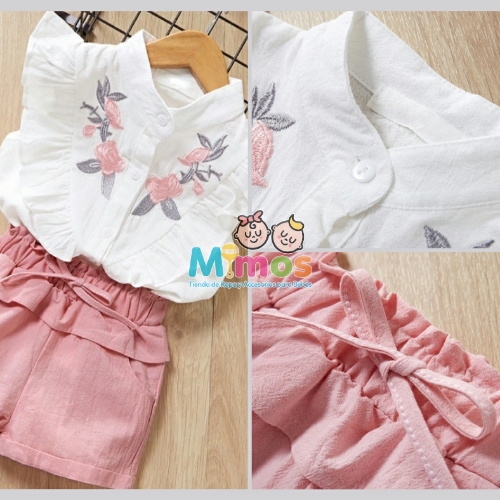Traje Short y Blusa Bordada