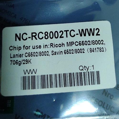 Chip de Tóner MPC - 6502/8002 Cyan