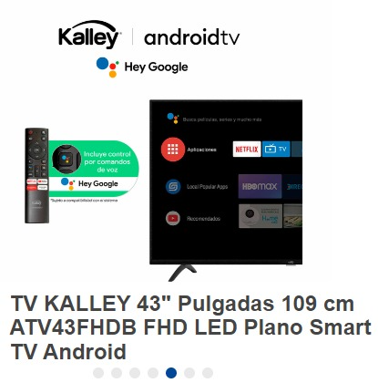 Televisor KALLEY 43" Pulgadas 109 cm ATV43FHDB FHD LED Plano Smart TV Android
