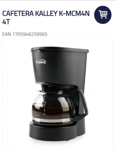 2 Cafetera KALLEY 4tazas K-MCM4N Negro