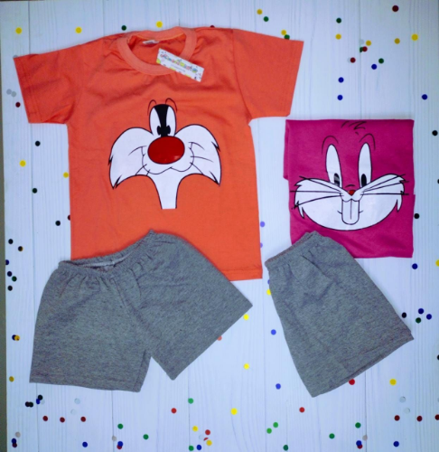 PN0158 CONJUNTO CARITA ALGODÓN NENA (REMERA Y SHORT)