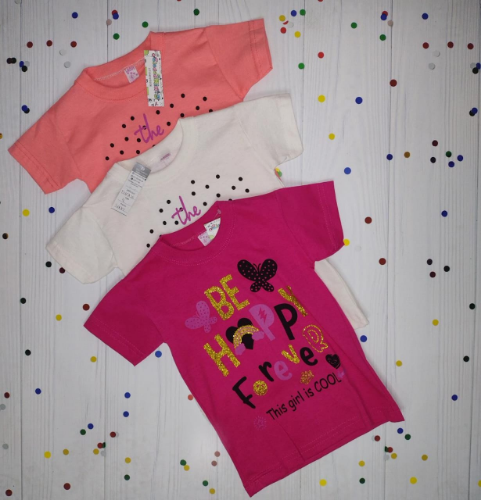 +PN0176 REMERA MANGA CORTA ALGODÓN NENA ESTAMPA CON BRILLOS