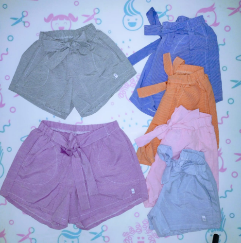 PN0160 SHORT POPLIN LISOS CON LAZO NENA "DEGLORI"
