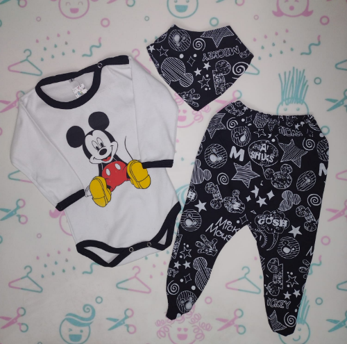 PB0291 CONJUNTO MICKEY (BODY, RANITA Y BANDANA)"S.K"