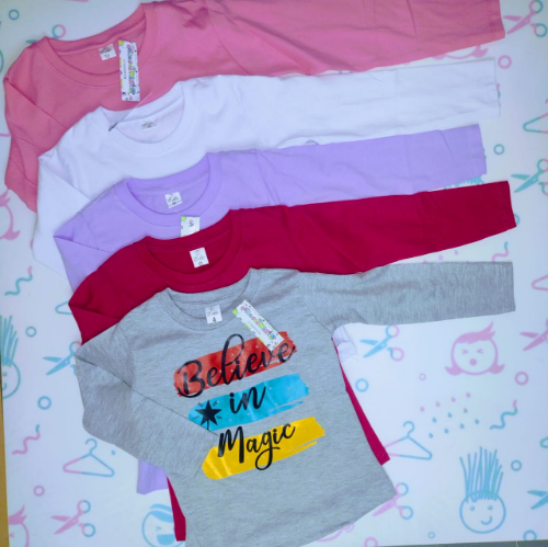 PN0178 REMERAS MANGA LARGA NENA ALGODÓN  ESTAMPADA "DEGLORI"