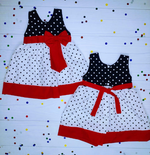 +PB0232 VESTIDO CON LUNARES BEBA TELA BATISTA (APLIQUE MOÑO)