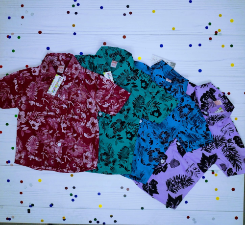 +PB0229 CAMISA MANGA CORTA BEBE HAWAIANAS (TELA BATISTA)