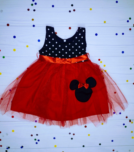 +PB0231 VESTIDO MINNIE BEBA CON TUL Y APLIQUE MOÑO