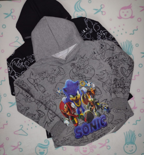PV0174 BUZO ALGODÓN CON FRIZA CON CAPUCHA NENE ESTAMPADO PERSONAJES "LEM"