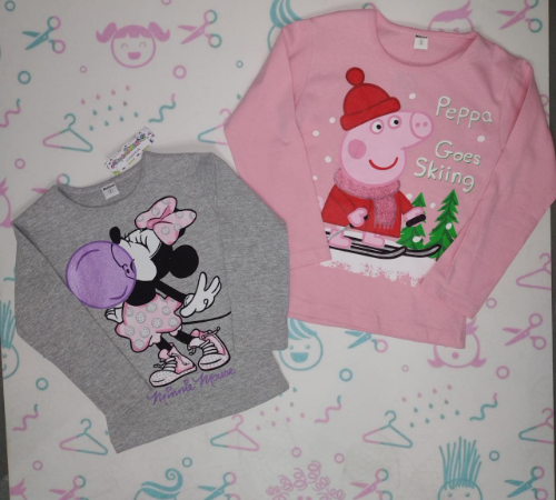 PN0183 CAMISETA ALGODÓN MANGA LARGA NENA ESTAMPADA PEPPA Y MINNIE "MELAZA"