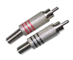 PLUG RCA PLATEADO ROJO Y NEGRO MACHO (0012)
