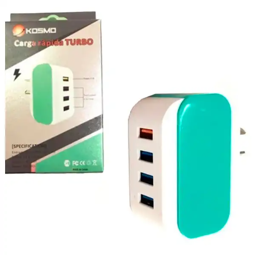 Cargador Kosmo Rapido Turbo 6.2A 4 Puertos USB