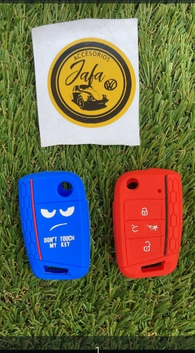 Funda de llave silicon 4 botones azul carita
