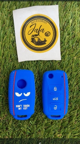 Funda de llave silicon 3 botones azul carita