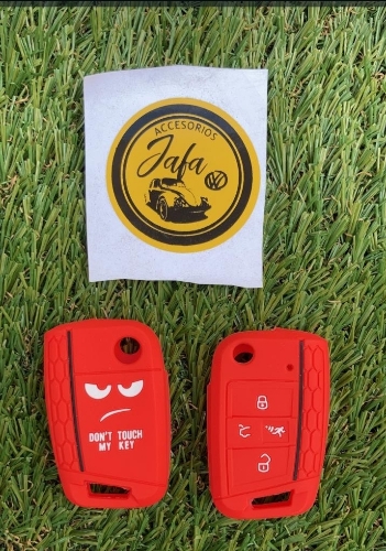 Funda de llave silicon 4 botones roja carita
