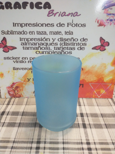 VASO VIDRIO ESMERILADO AZUL