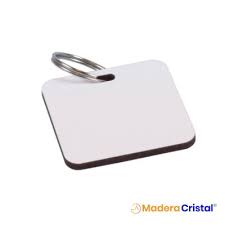 LLAVERO CUADRADO DE MADERA CRISTAL