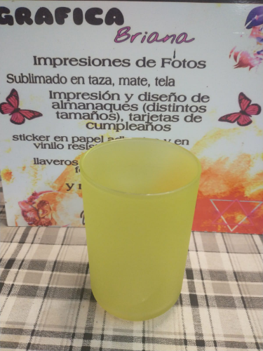 VASO VIDRIO ESMERILADO AMARILLO