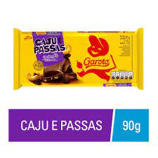 Barra de chocolate Caju Passas Garoto