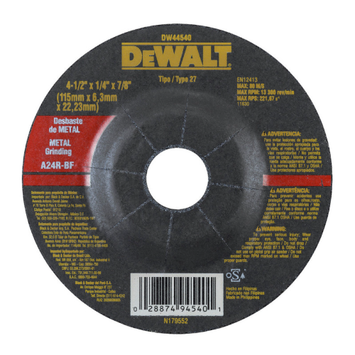 DISCO PARA PULIR METAL 4-1/2 DEWALT