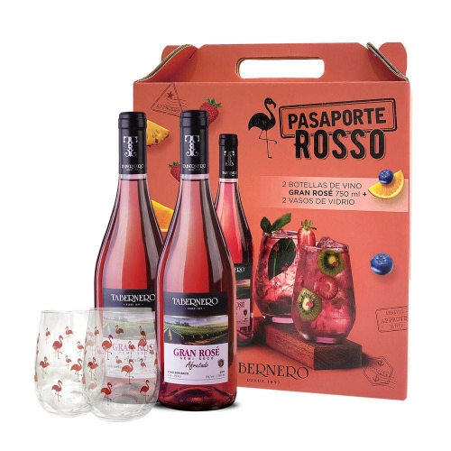 Pack Pasaporte Rosso "2 Tabernero Gran Rosé 750ml + 2 Vasos"