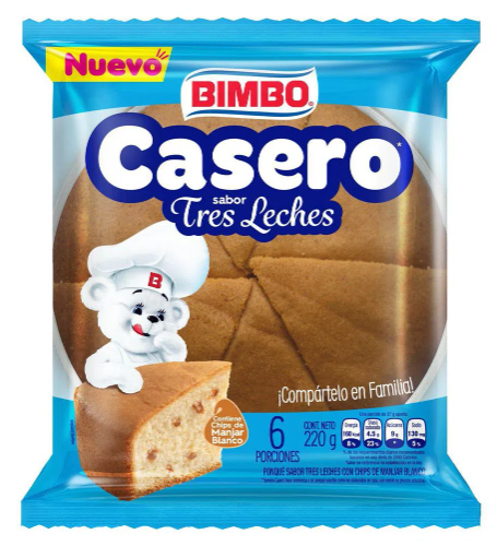Casero tres leches 220 gr bimbo