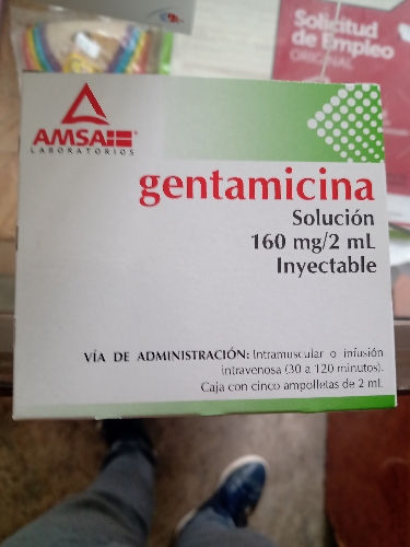 Gentamicina 160mg 5 ampolletas