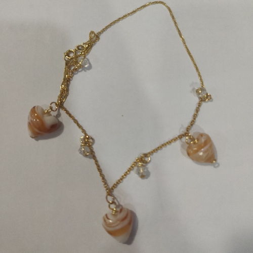 CHOQUER CORAZON MURANO MARRÓN Y BLANCO CHF00051