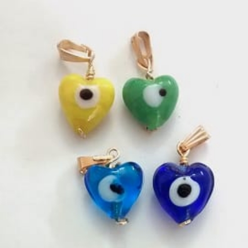 DIJE EN LAMINADO OJO TURCO EN MURANO FORMA CORAZON DLD00022