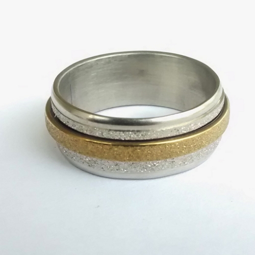 ANILLO EN ACERO ANTIESTRÉS ESCARCHADO EN RELIEVE ANA000311